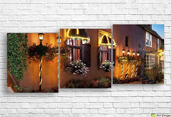 ✨ Модульная картина Вечерний фасад с огнями