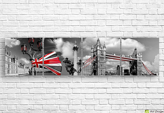 🖼️ Tablou modular oraș futurist și geometrie aurie pe pânză