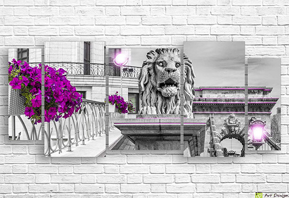 🦁 Модульная картина Лев и архитектура города