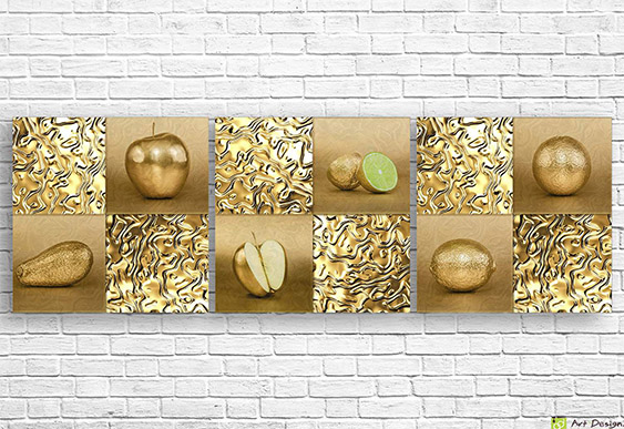Модульная картина - Импровизация золотых фруктов
