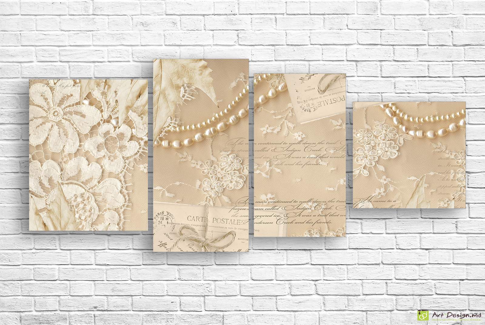 Модульная картина - Ожерелье на винтажном фоне