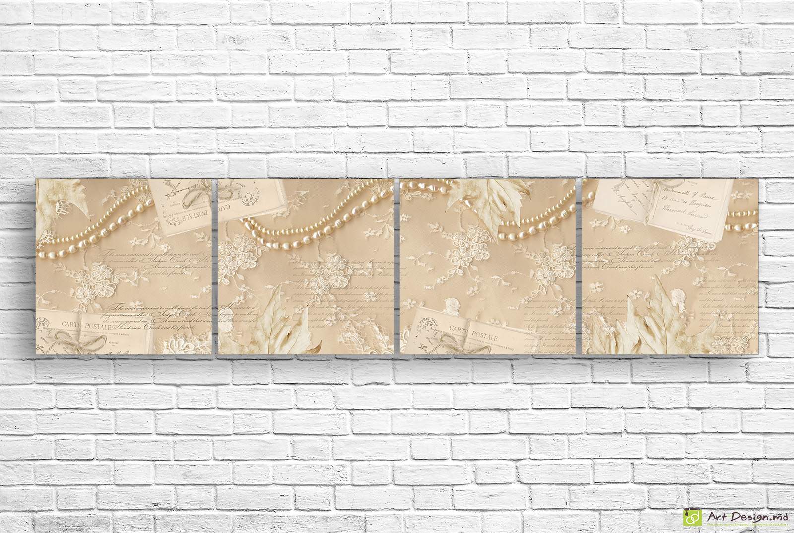 Модульная картина  -  Ожерелье на винтажном фоне_3