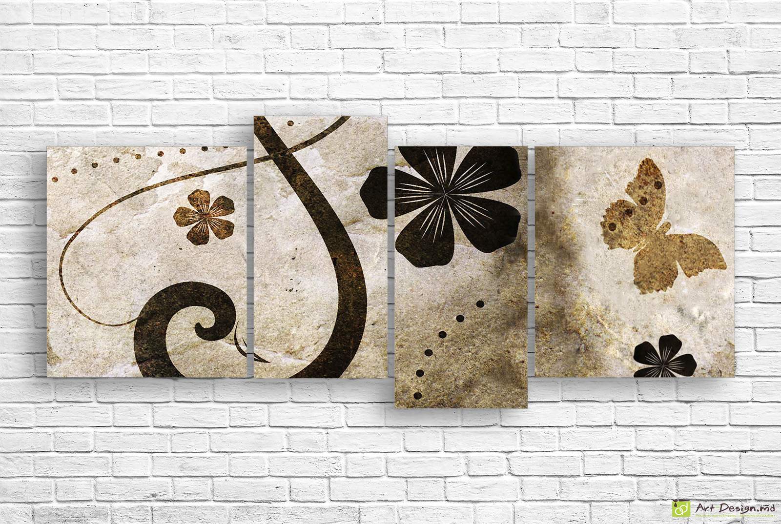 🦋 Модульная картина «Бабочки и винтажный орнамент»