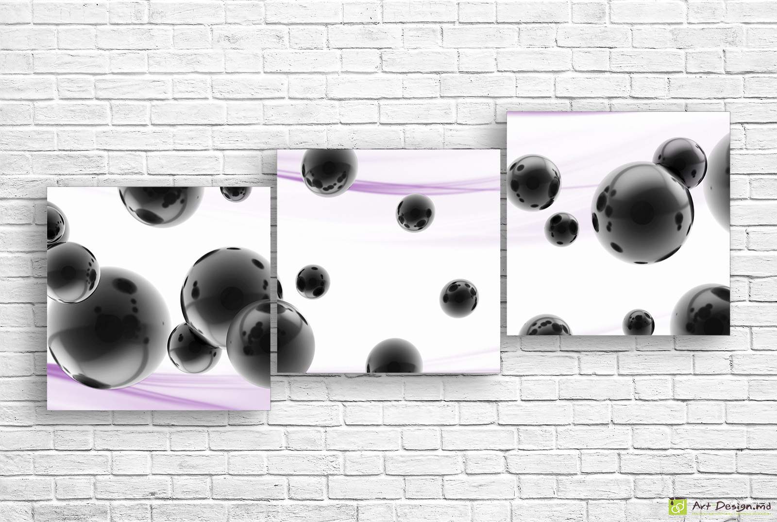 ⚫ Tablou modular „Sfere negre abstracte”