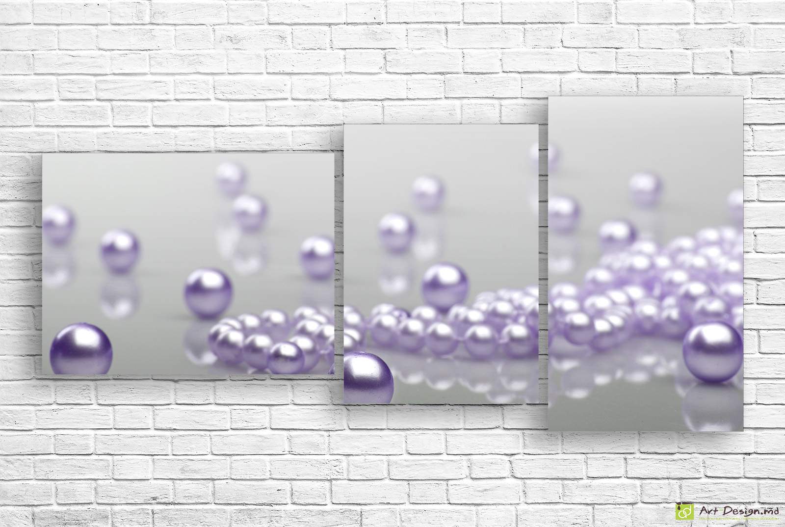 💜 Модульная картина «Сиреневые бусинки на сером фоне»