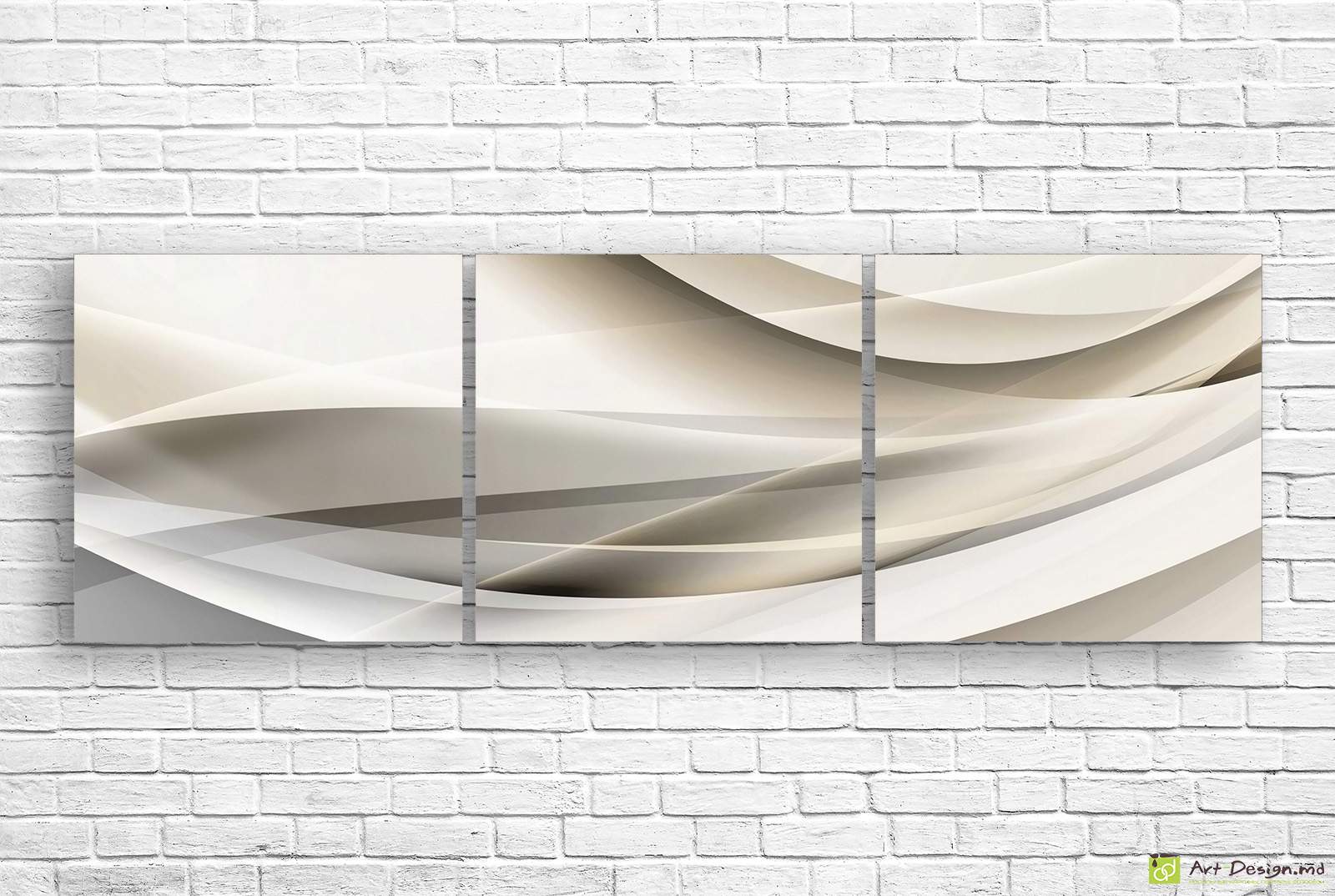 🤍 Tablou modular „Abstract textil în nuanțe deschise”