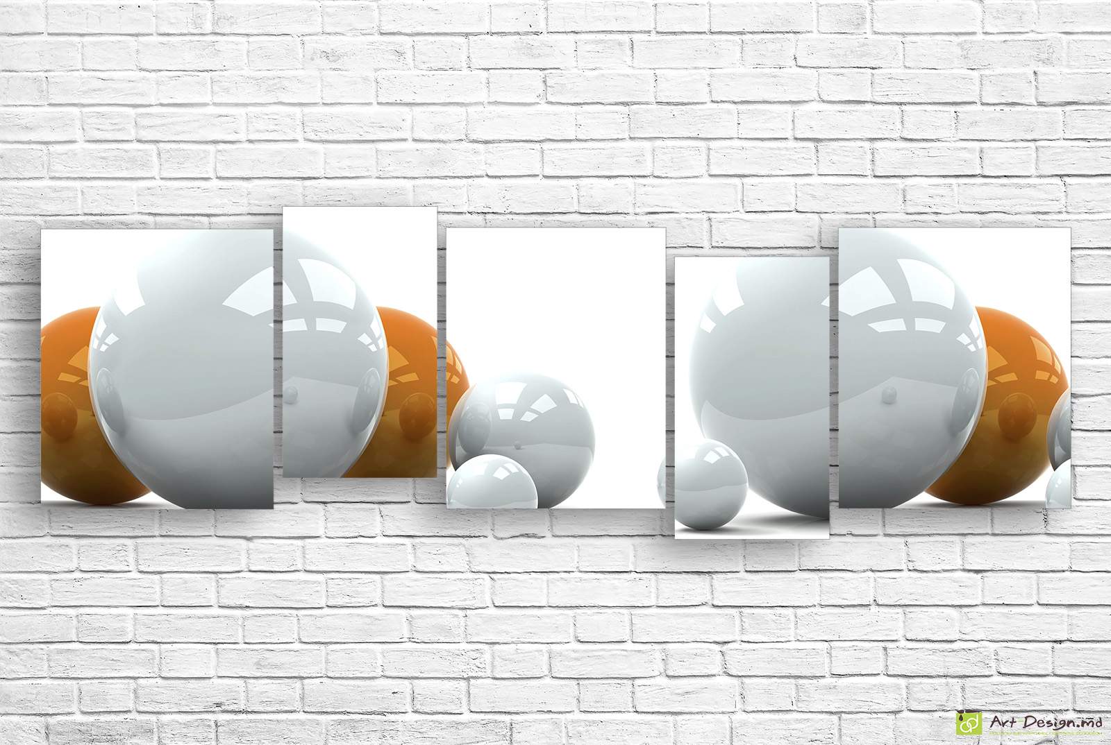 ⚪🟡 Модульная картина «Белый и горчичный в 3D»