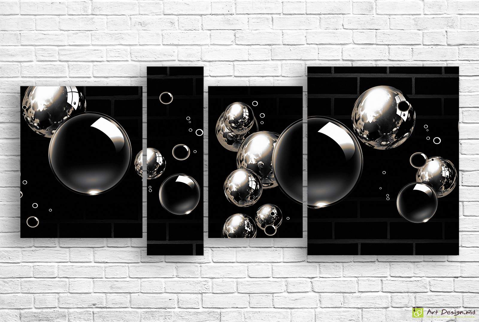 🖤💧 Модульная картина «Капли на черном фоне 3D»