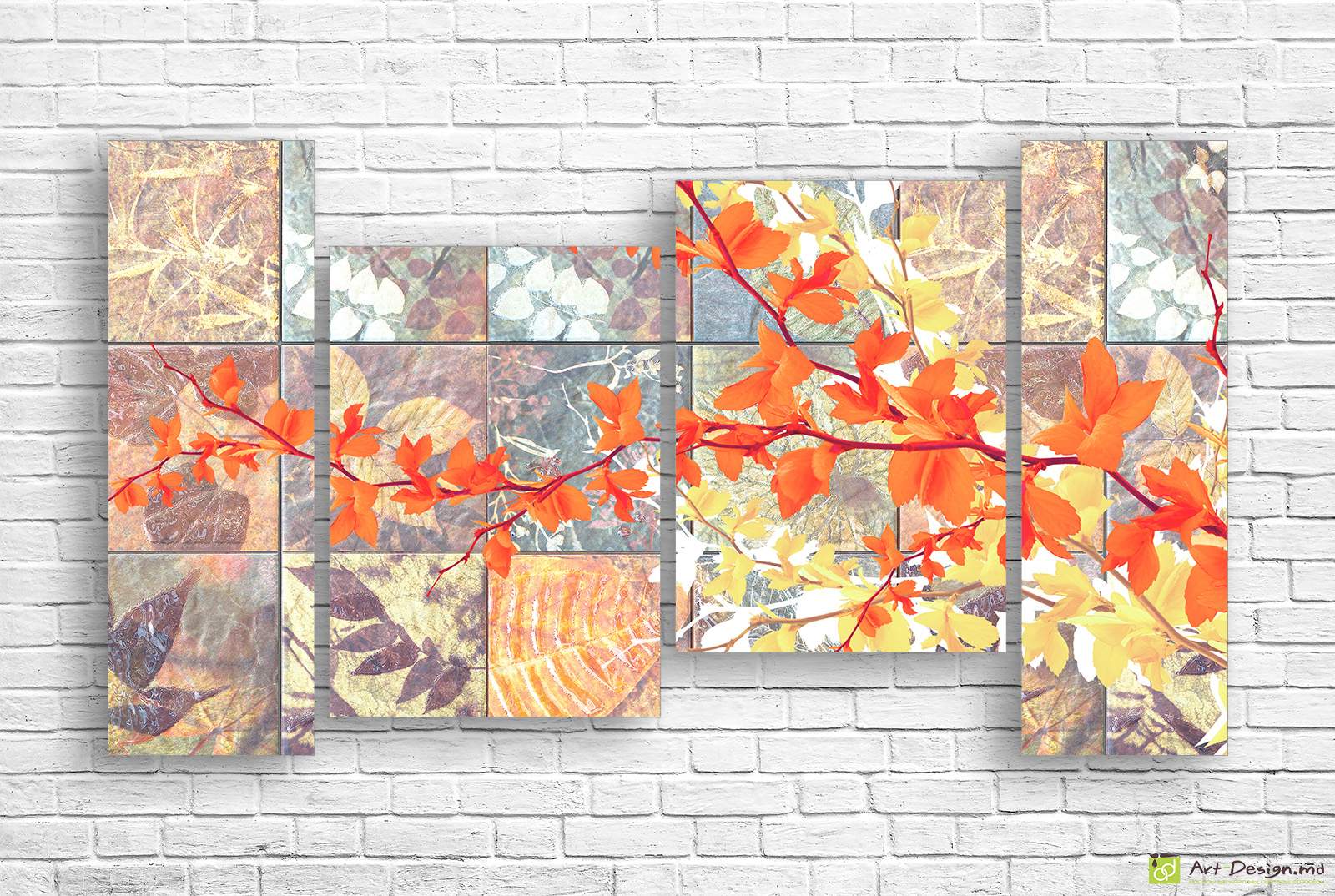 🍁 Модульная картина «Осенняя ветка на фоне осени»