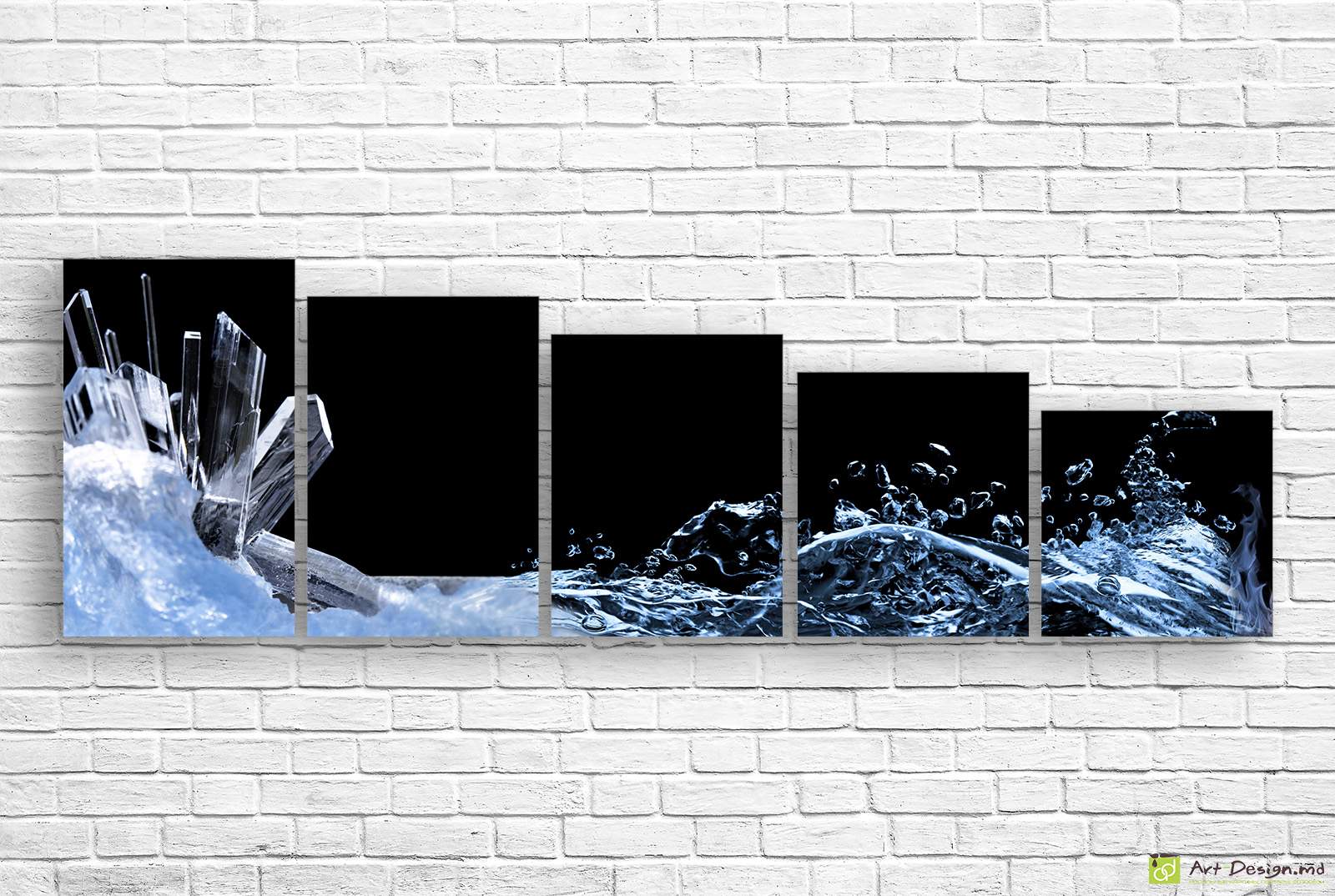 ❄️ Tablou modular „Abstracție de apă și gheață”