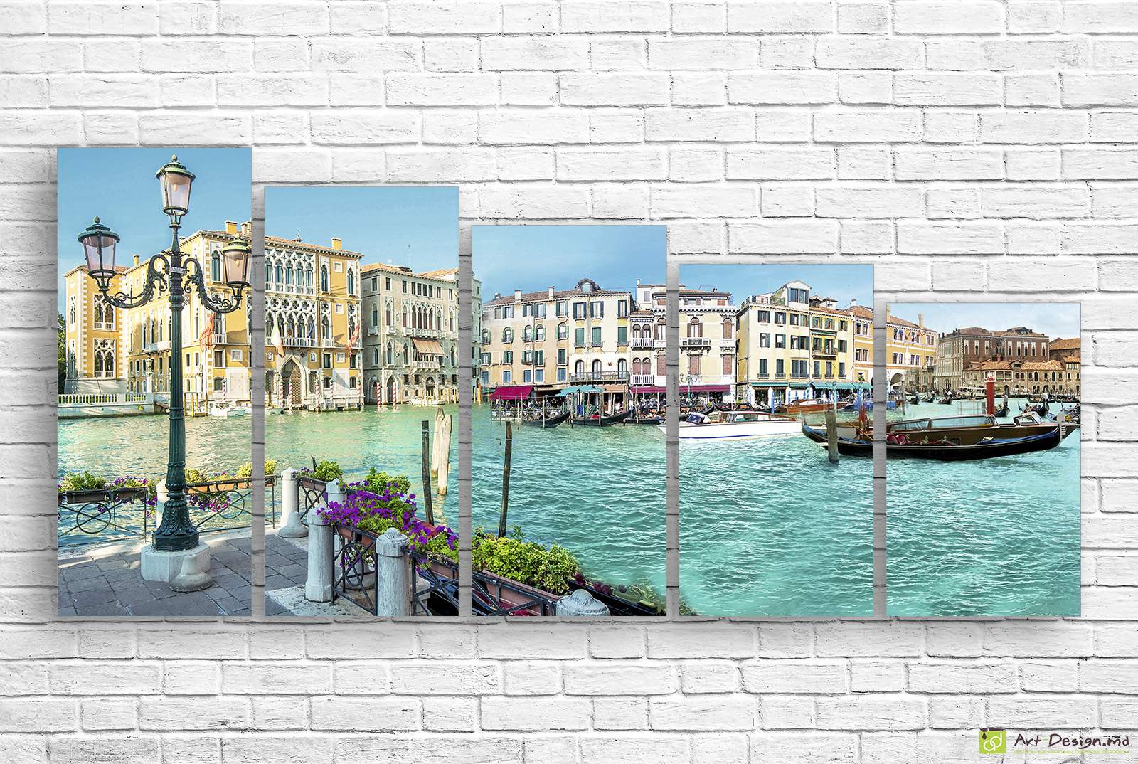 🌊 Tablou modular „Veneția — canal luminos și gondole”