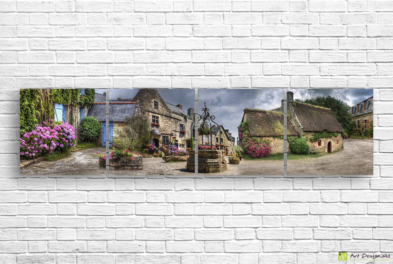 🖼️ Tablou modular sat vechi și grădină înflorită