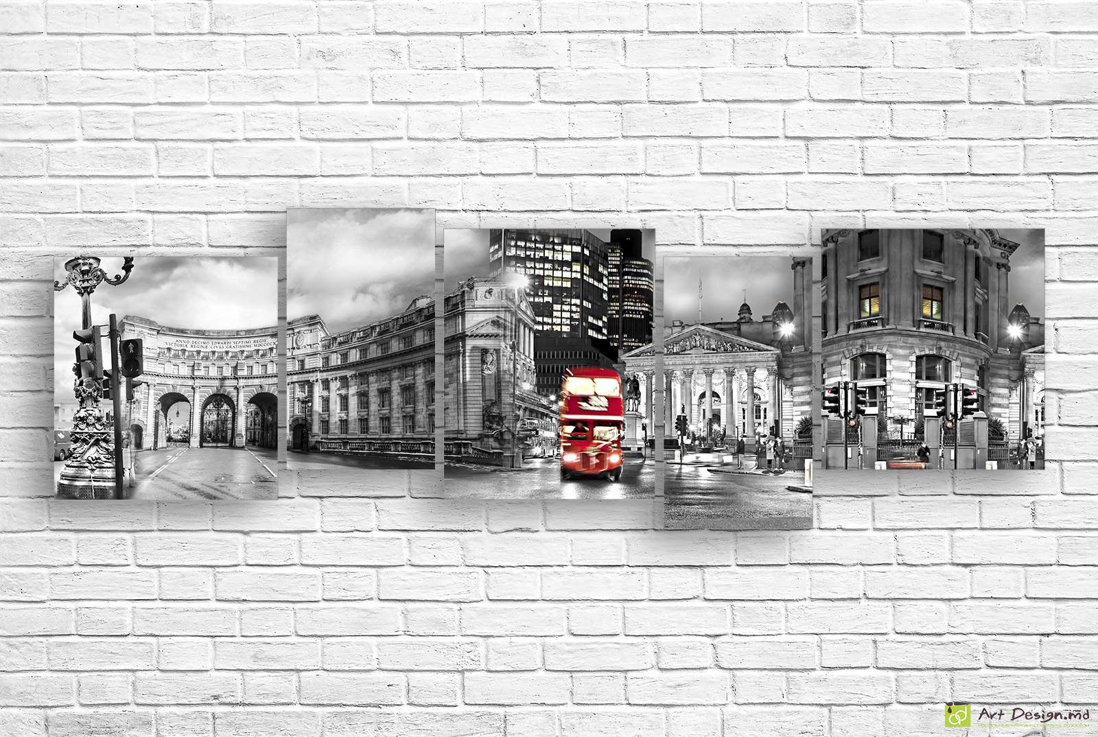 🚌 Tablou modular Londra cu autobuz roșu