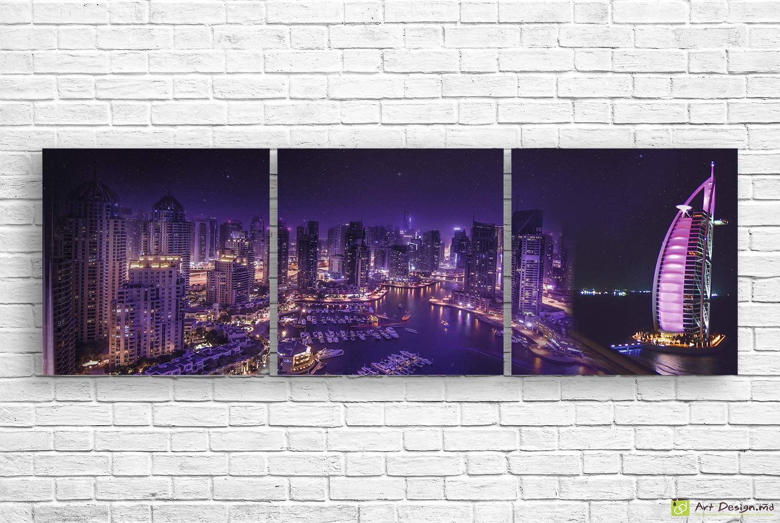 🖼️ Модульная картина Ночной Дубай и отель Бурдж-эль-Араб