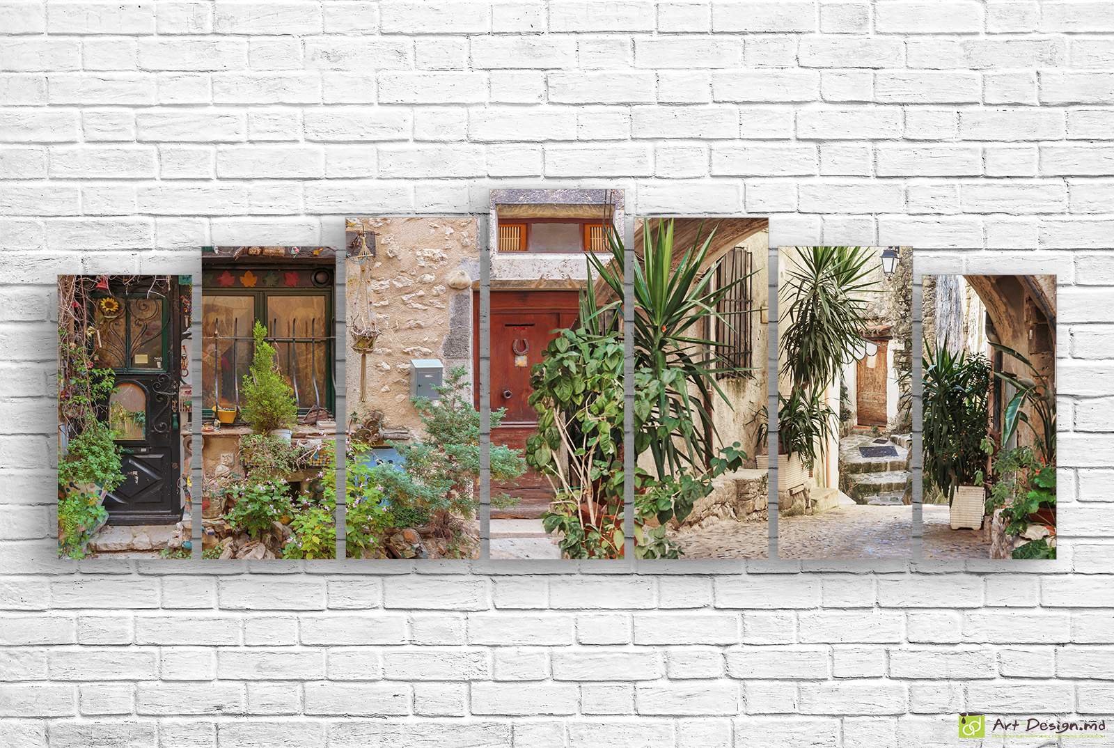 🖼️ Tablou modular uliță veche cu flori și verdeață