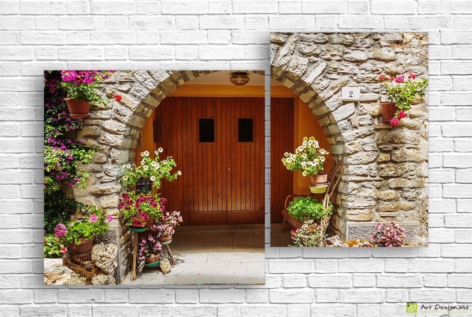 🌸 Модульная картина Каменная арка с цветами