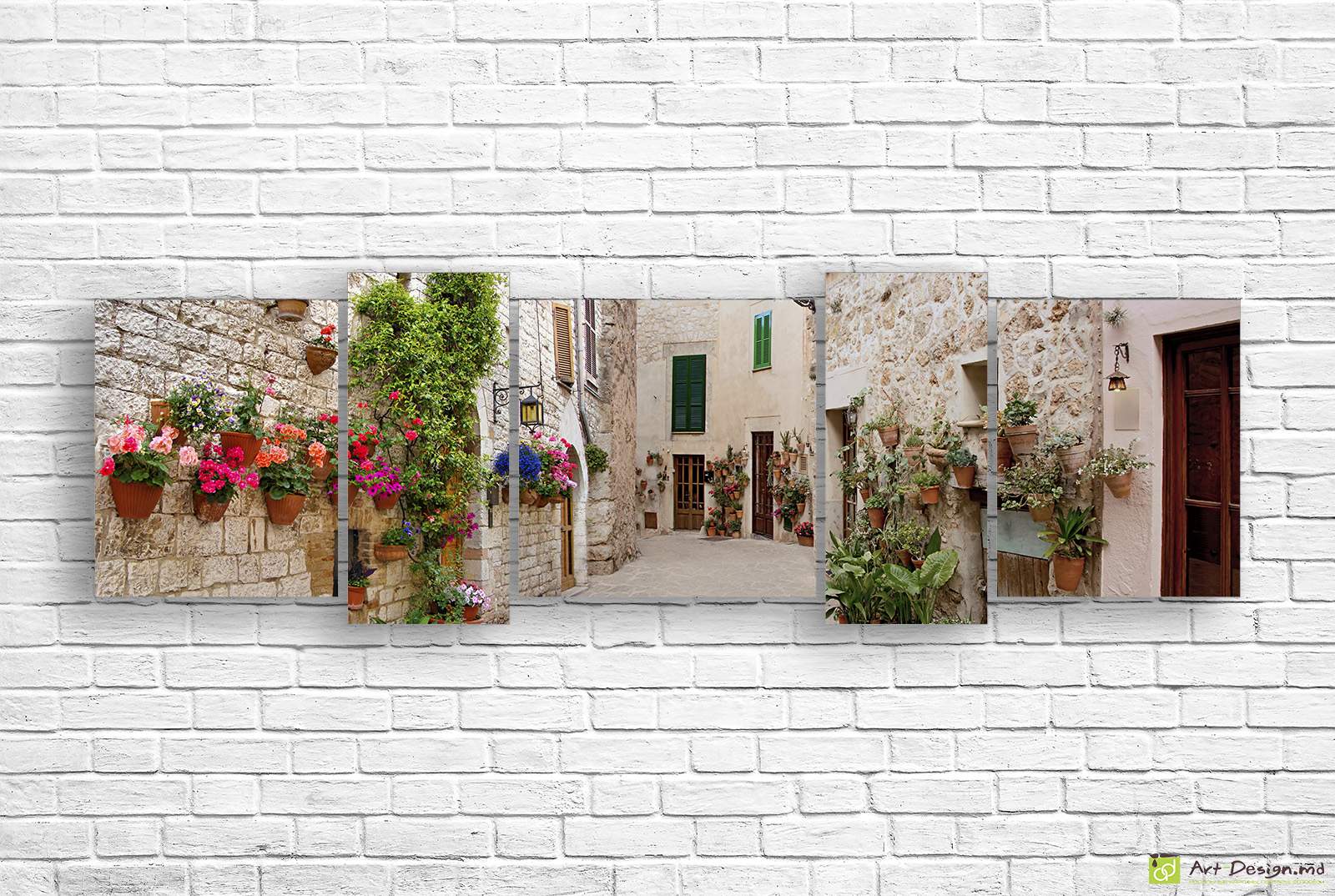 🌸 Модульная картина Каменные улочки с цветами