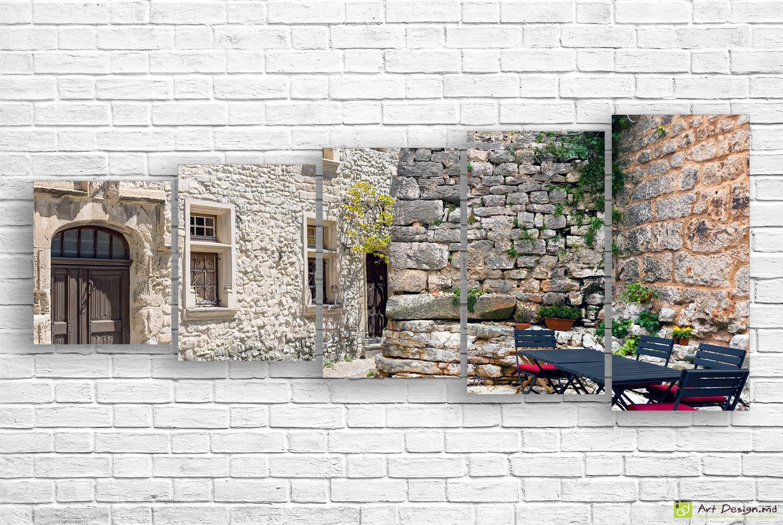 🖼️ Tablou modular curte interioară și pereți vechi