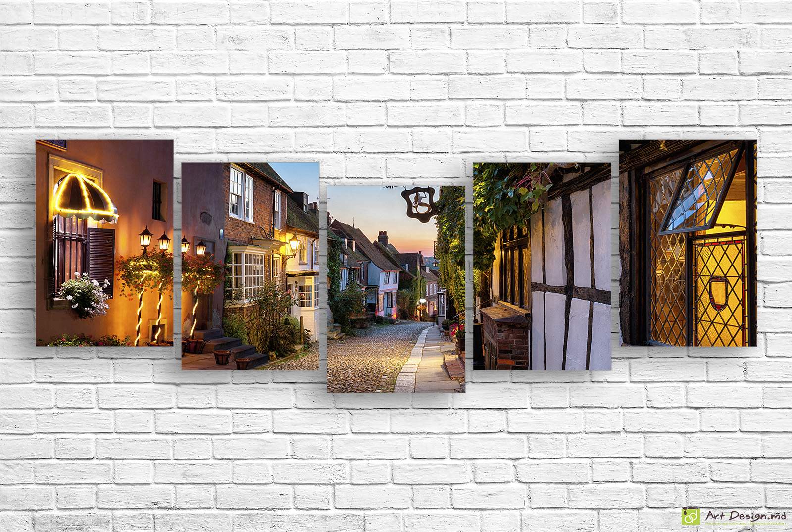 🖼️ Модульная картина старинная улочка и вечерние огни