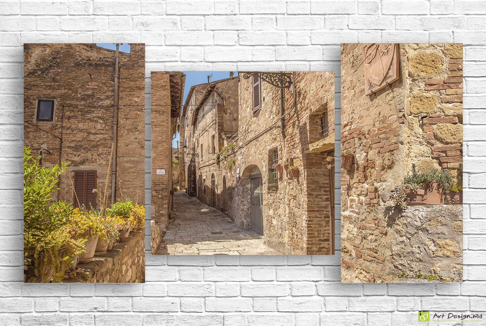 🖼️ Tablou modular uliță veche de piatră și lumină solară