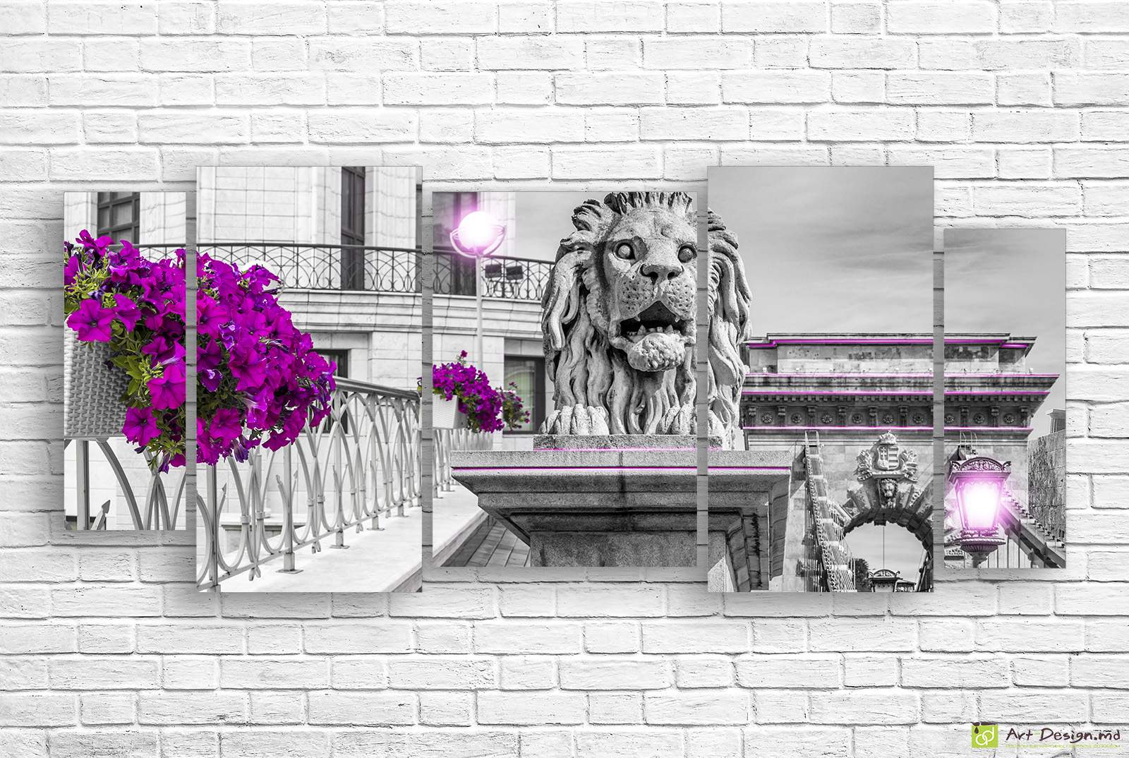 🦁 Модульная картина Лев и архитектура города