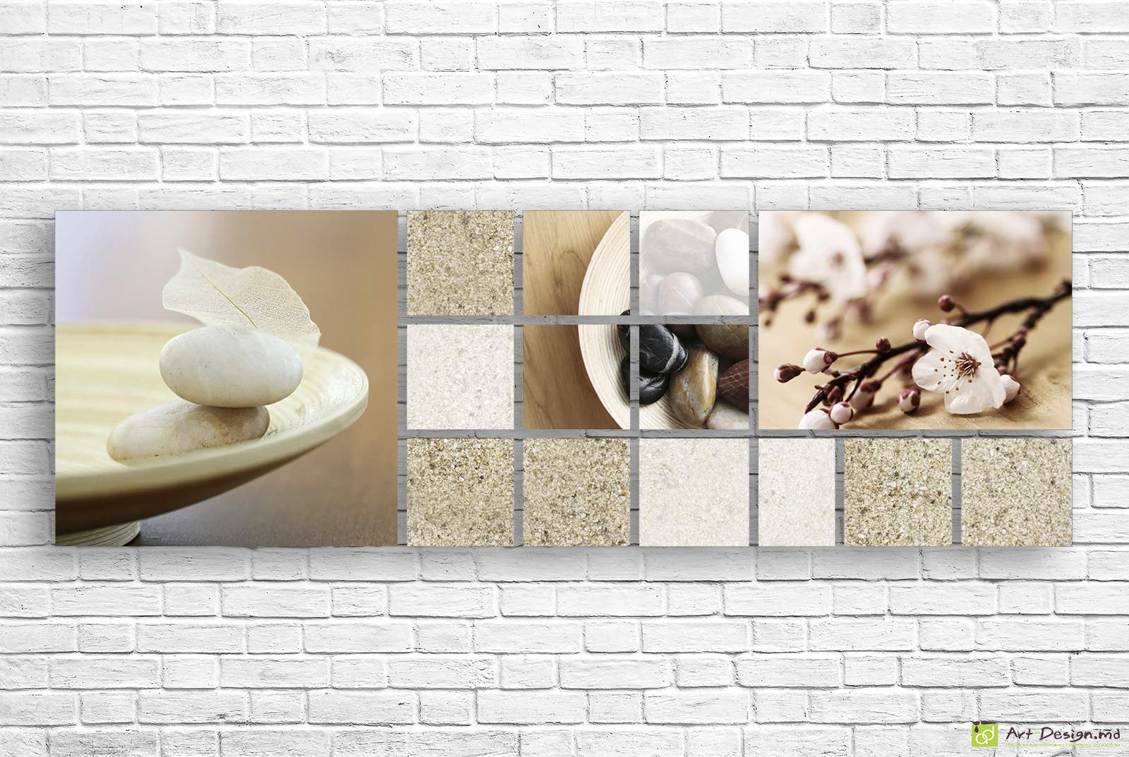🧘 Модульная картина Дзен-композиция с белыми камнями