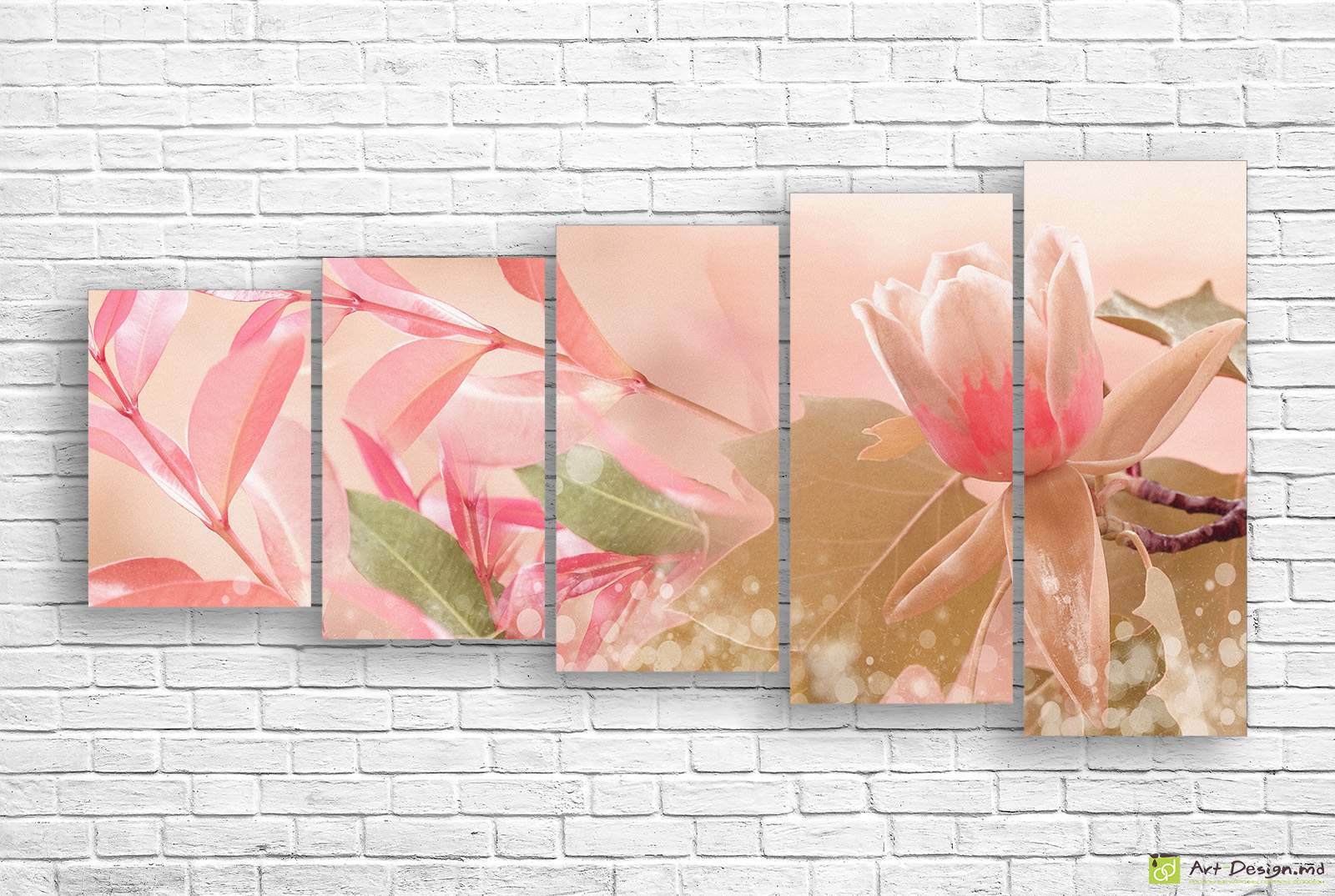 🌸 Модульная картина Розовая магнолия в саду