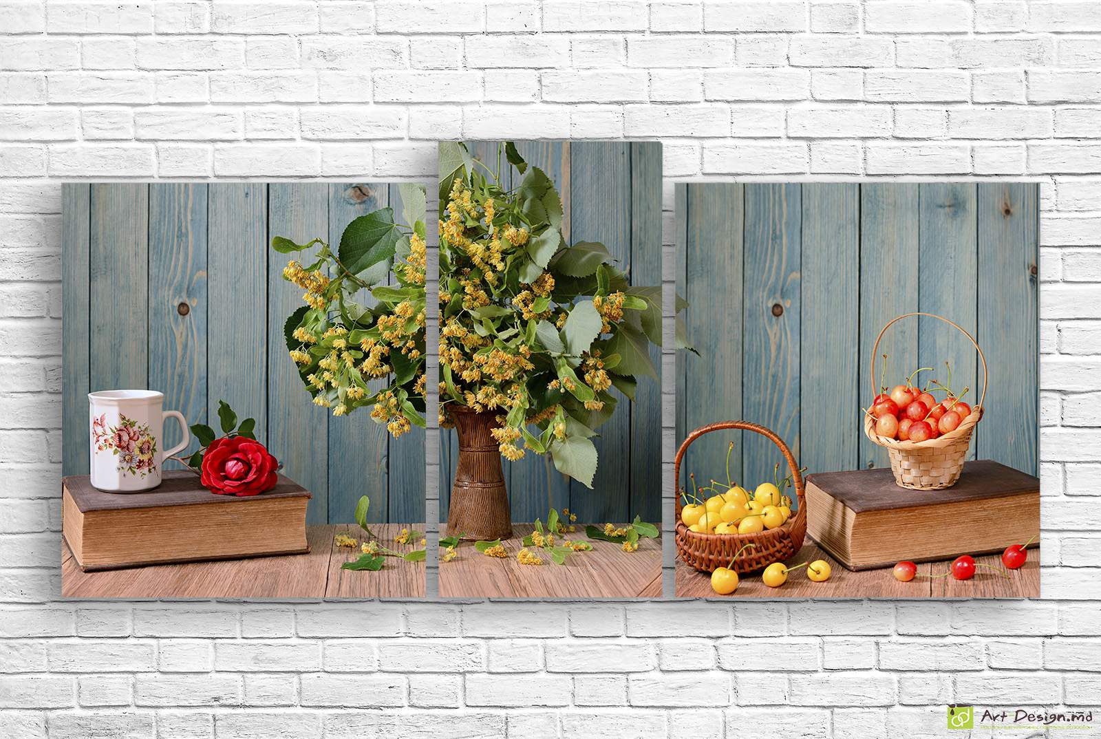 Модульная картина - Белая и розовая черешня и цветы