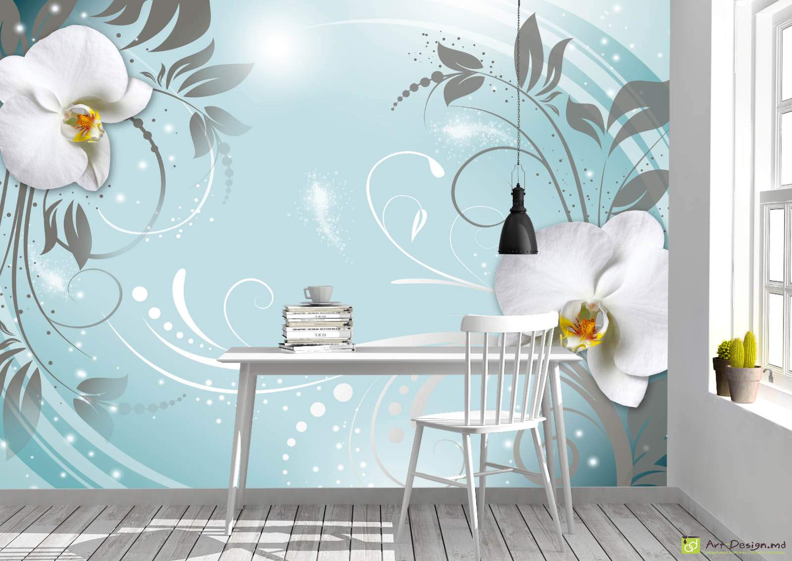 Фотообои под заказ - Орхидея на абстрактном фоне