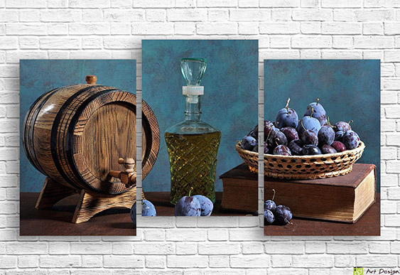 Tablou multicanvas - Trandafiri și șampanie