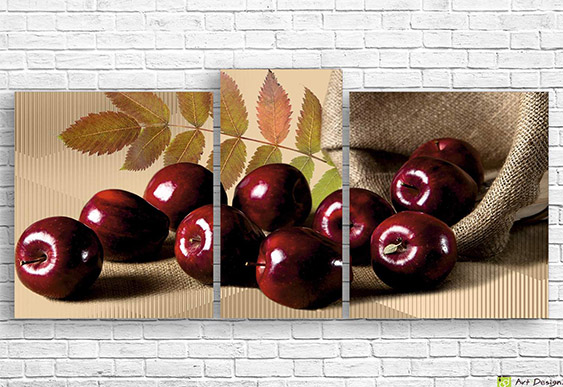 Tablou multicanvas - 3 pahare de vin roșu pe un fond negru