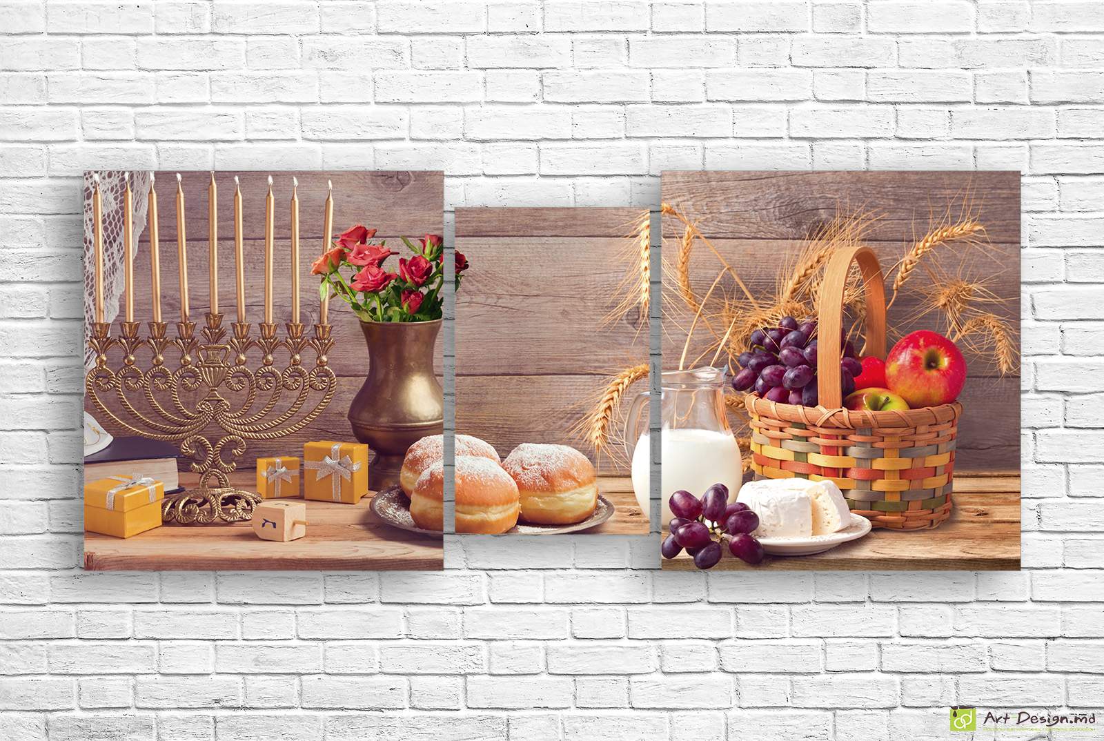 Tablou multicanvas - Chifle delicioase și lapte