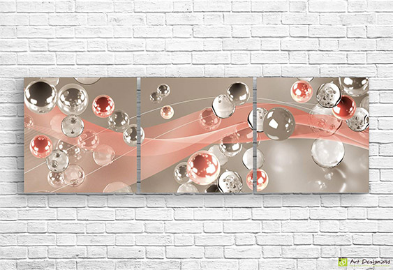 ✨ Tablou modular „Sfere transparente în nuanțe bej-roz”