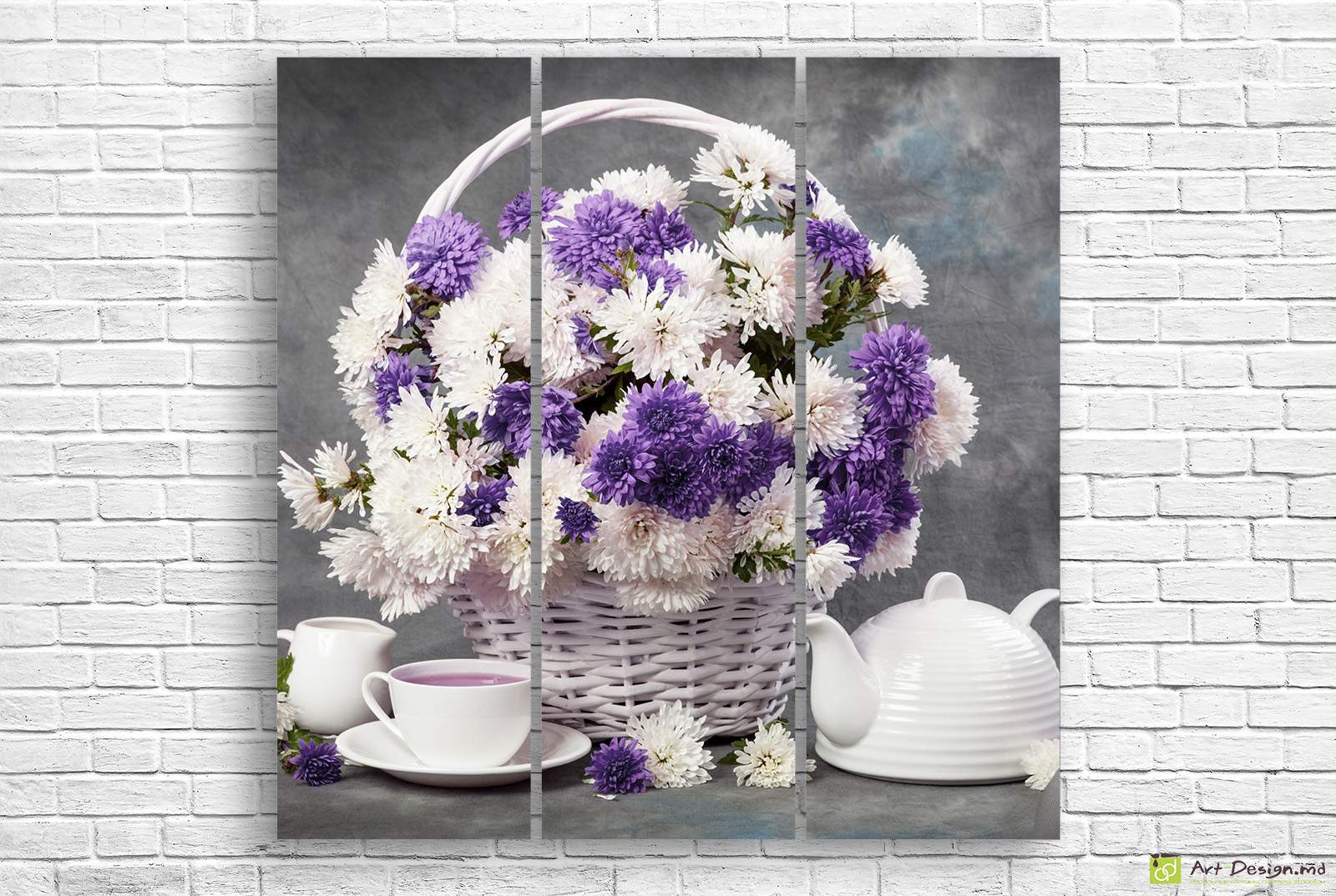 🌸 Tablou modular Buchet de crizanteme și ceai