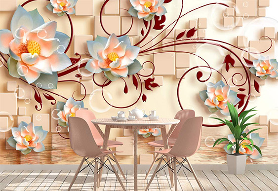 Fototapet la comanda - Flori cu efect 3D_2