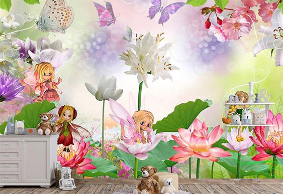 Fototapet pentru copii - Zâne și flori