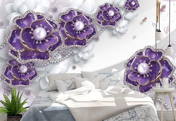 Fototapet - Flori de liliac pe un fundal deschis