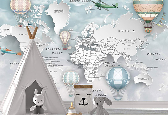 Fototapet - Harta lumii 3D