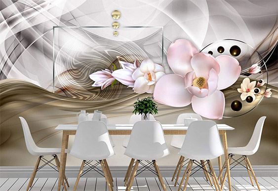 Fototapet - Magnolia pe fundal abstract_2