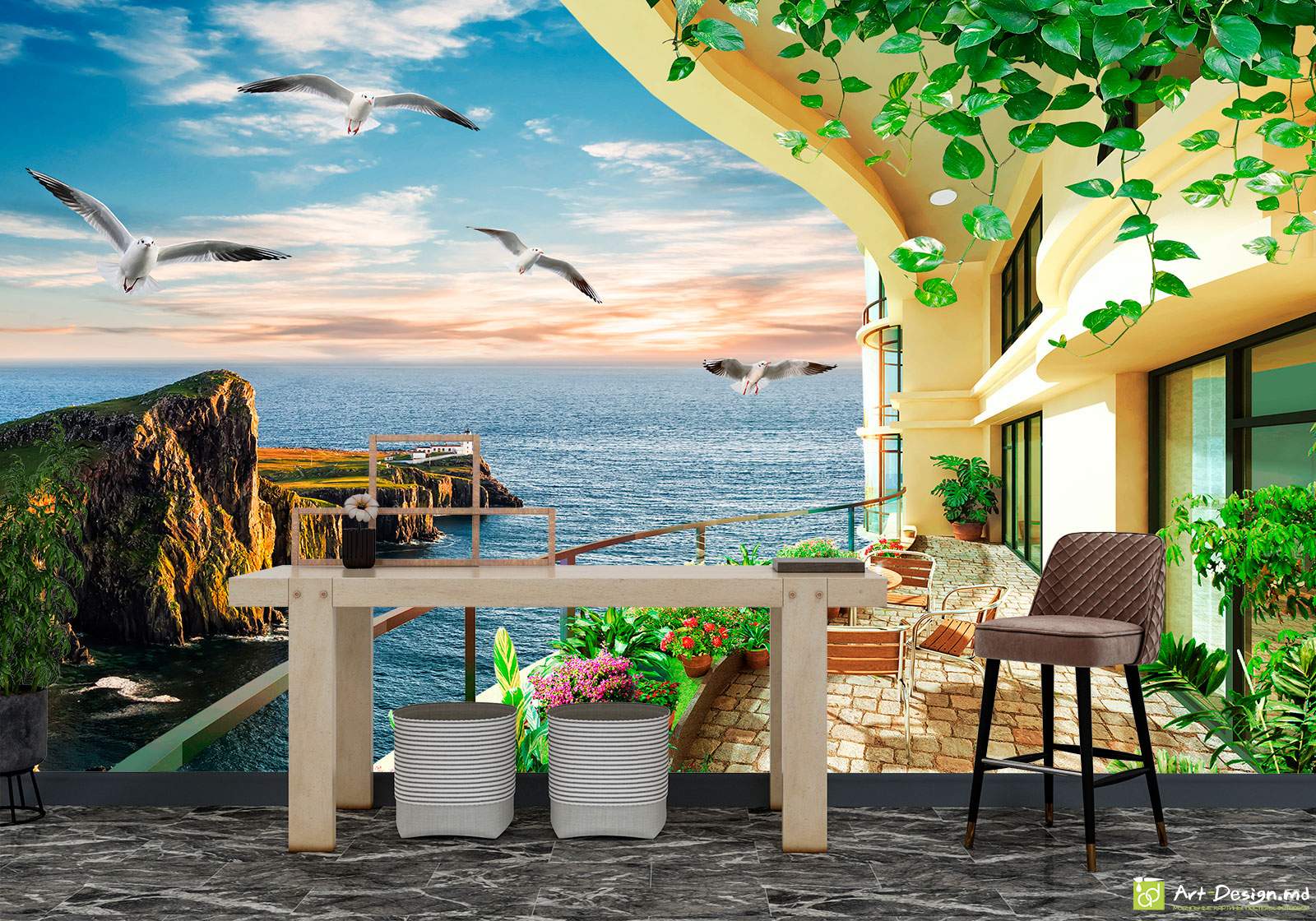 Fototapet - Terasă cu vedere la mare