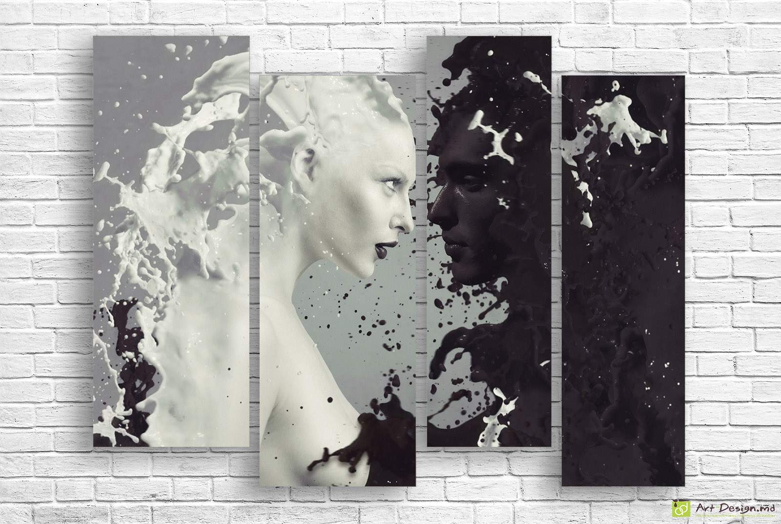 ⚫ Картина Контраст черного и белого в силуэтах людей