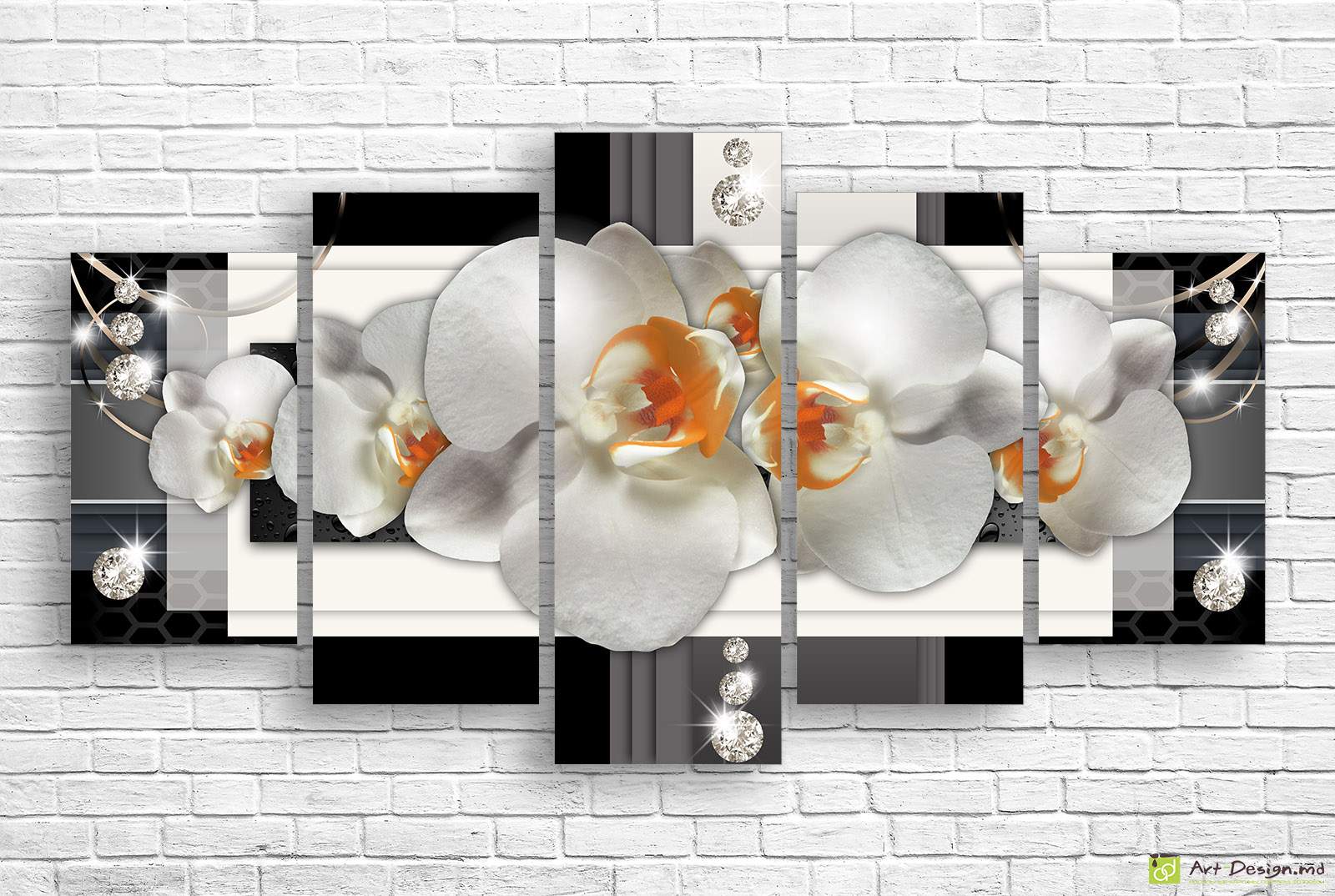 Модульная картина - Орхидея на абстрактном фоне_5
