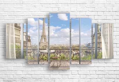 Модульная картина - Эйфелевая башня на ретро фоне