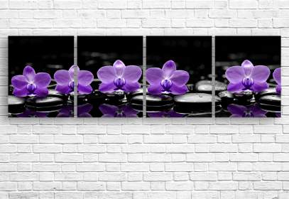 Модульная картина - Камни и Фиолетовая орхидея_4