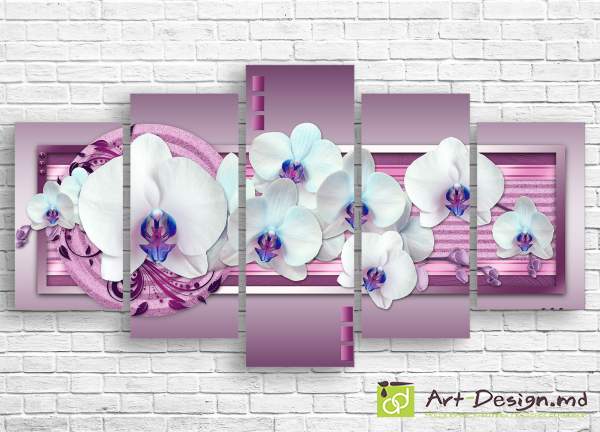 Модульная картина - Орхидея на абстрактном фоне_16
