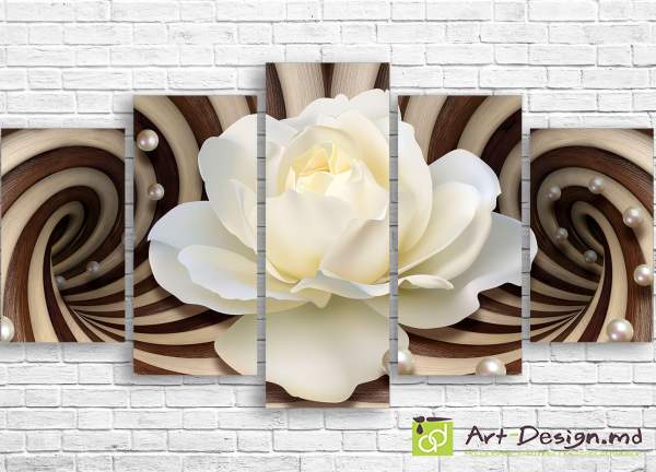 Модульная картина - Белая роза на абстрактном фоне