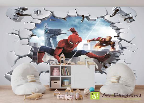 Фотообои Человек-паук и разбитая стена
