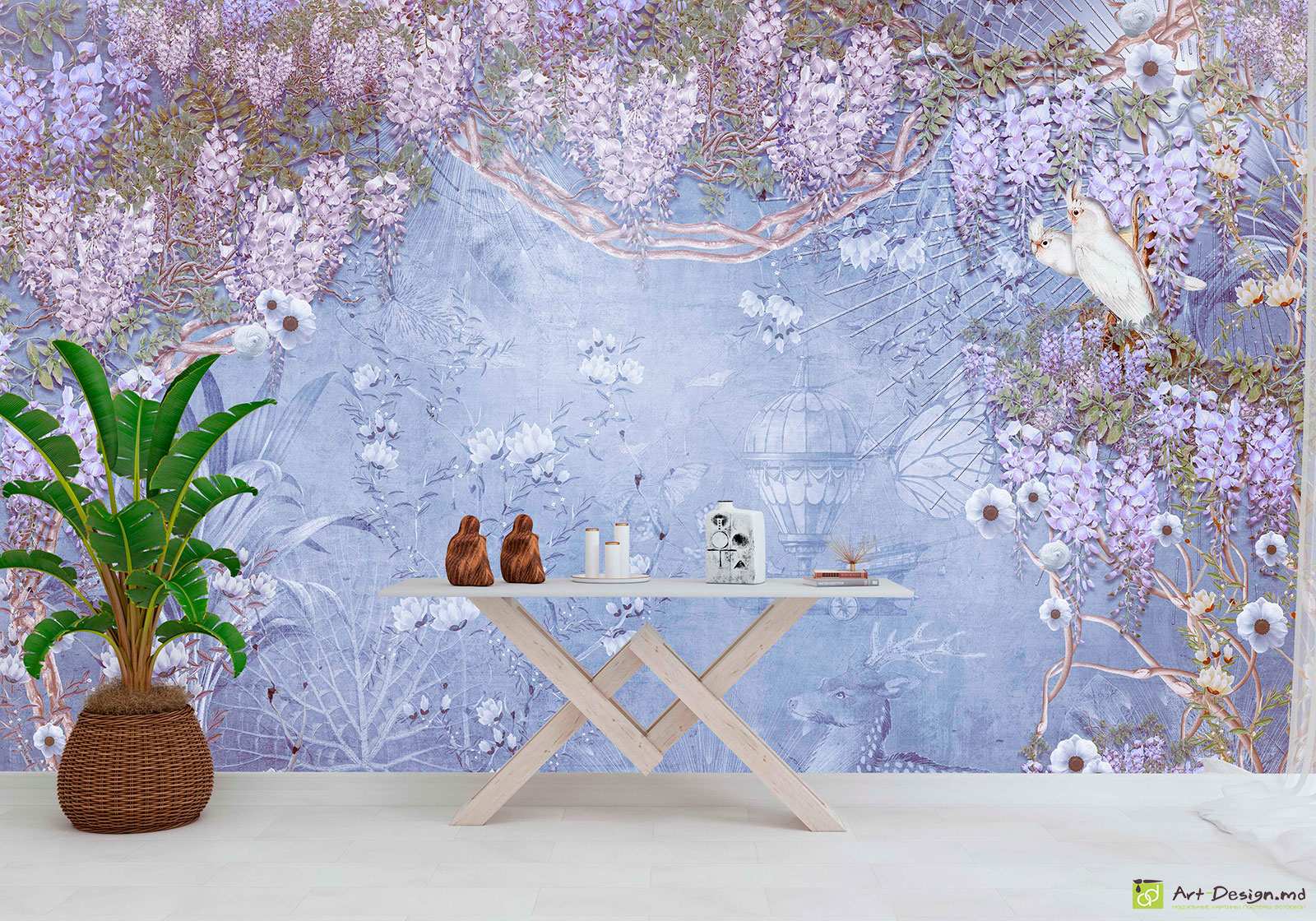 Фотообои - Тропический мотив в стиле ретро