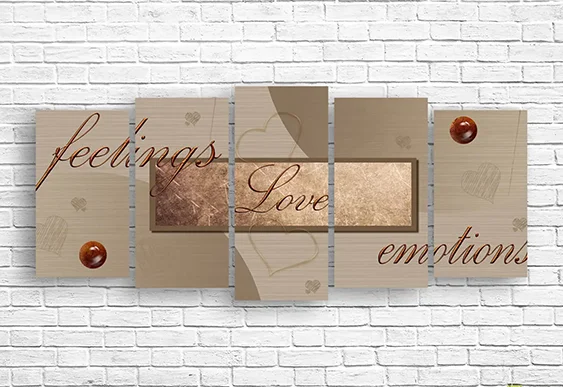 💚 Tablou modular cu inimi și ornament 3D