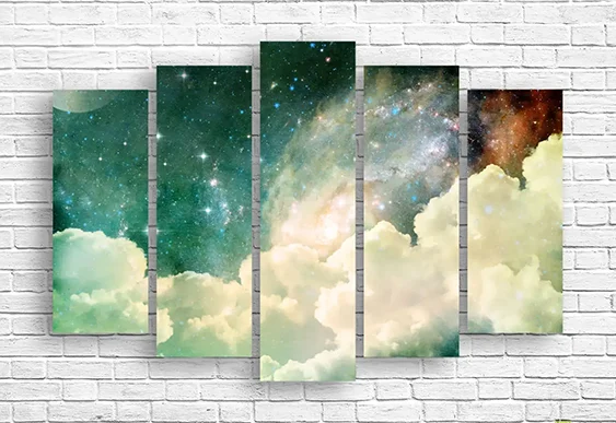 ☁️🌌 Tablou modular „Nori și cosmos înstelat”